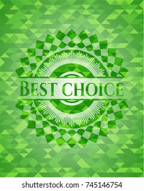 Best Choice green emblem. Mosaic background