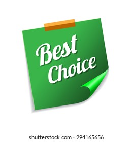 Best Choice Green Sticky Notes Vector Icon Design