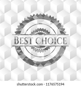 Best Choice grey emblem with geometric cube white background