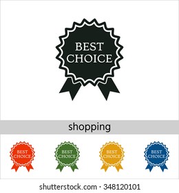 Best choice icon with ribbons..Set of varicolored icons.