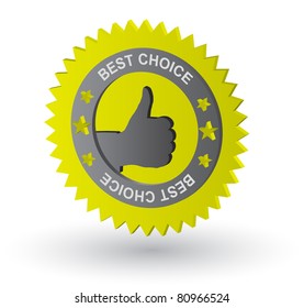 mejor etiqueta de elección, mano negra OK, 3d