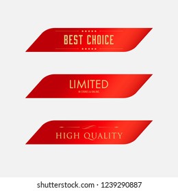 best choice label and red color. modern banner and badges design.