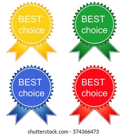 best choice label with ribbons. 