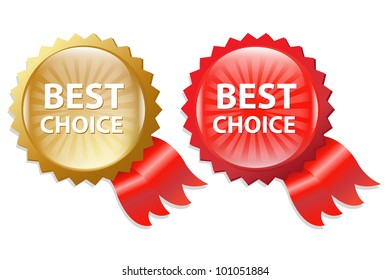 Best Choice Label With Ribbons, Isolated On White Background, Vector Illustration