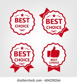 Best choice, labels with ribbon. Vector illustration
