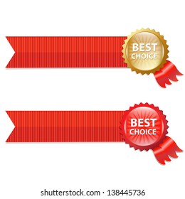 Best Choice Labels With Ribbons With Gradient Mesh, Vector Illustration