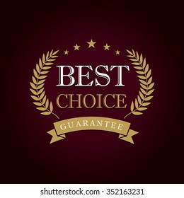 Best choice logotype with palms. Isolated vintage abstract awards template. Luxury congratulating framed template, celebration prize. Celebrating decorative traditional 100% percent warranty sign.