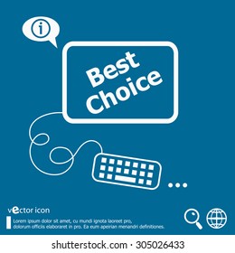 Best choice message and flat design elements. Line icons for application development, web page coding and programming, creative process, social media, print