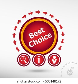 Best choice message on creative background. Flat icon. Red design concept for banner, web, advertising, print.   