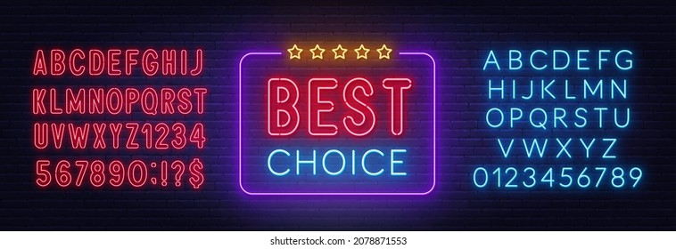 Best Choice neon sign on brick wall background