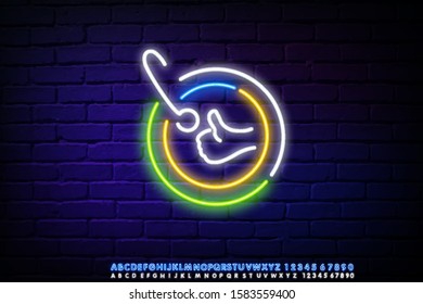 Best choice neon text with hand showing thumb up. Shopping, offer and sale concept. Advertisement design. Night bright neon sign, colorful billboard, light banner. Vector illustration in neon style.