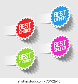 Best choice, best offer, best product and best seller tags. Vector.