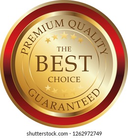 The Best Choice Premium Quality Guaranteed Golden Label Vector illustration Sticker Red Ribbon