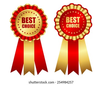 Best choice red and gold award ribbon