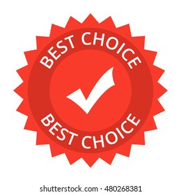 Best choice red label in flat style.