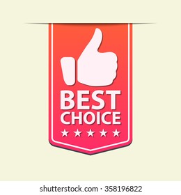 Best Choice red ribbon label. Vector illustration.
