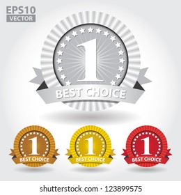 Best Choice Ribbon Sticker and Sign with number one and stars - EPS10 Vector