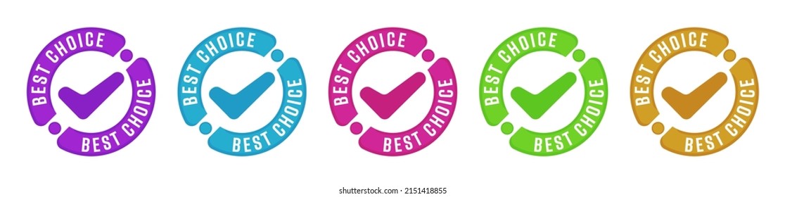 Best choice sale sticker color design set. Sale badge or stamp template for business, marketing and advertising vector illustration isolated on white background
