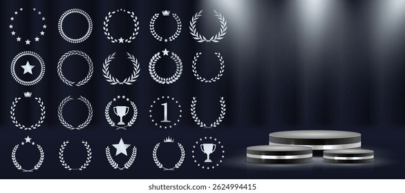 Best choice stamp shines with celebratory prestige layout. Elegant symbols for product tags, winner lists, and ads. Shining 3D elements perfect for black or white themes. Golden plant design
