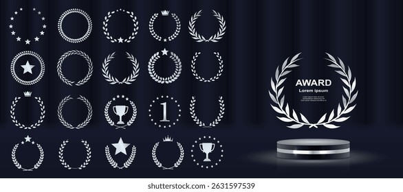 Best choice stamp shines with celebratory prestige layout. Elegant symbols for product tags, winner lists, and ads. Shining 3D elements perfect for black or white themes. Golden plant design