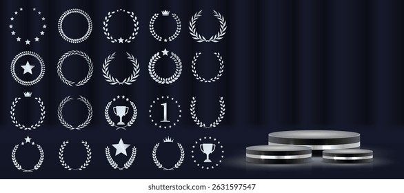 Best choice stamp shines with celebratory prestige layout. Elegant symbols for product tags, winner lists, and ads. Shining 3D elements perfect for black or white themes. Golden plant design