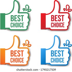 Best Choice Stickers Isolated White Background With Gradient Mesh, Vector Illustration