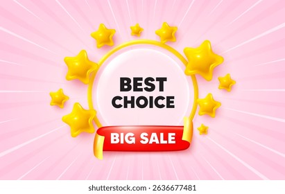 Best choice sunburst ray banner. Big sale flag ribbon. Best choice tag. Special offer Sale sign. Advertising Discounts symbol. 3d stars glitter. Red ribbon tag. Discount offer. Vector