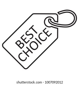 Best choice tag. Line icon, black color. Isolated on white. Vector illustration