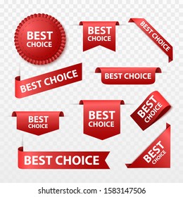 Best choice tags isolated, labels or badges on white background. Best choice vector ribbon banners