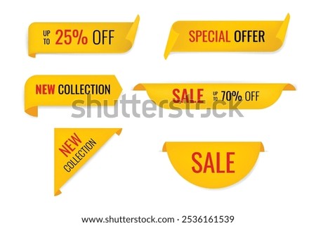 Best choice tags, vector yellow labels isolated on white background. Best choice 3d ribbon banners. editable and empty design.