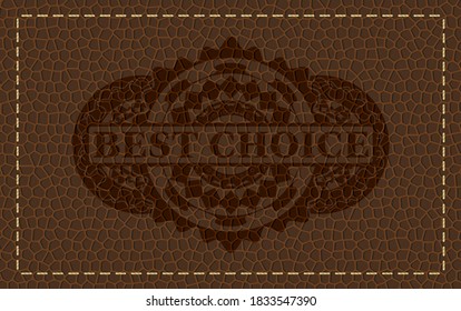 MEJOR ELECCIÓN de texto dentro de la insignia de cuero. Fondo de la cartera. Ilustración intensa. 