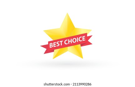 Best choice vector label sign with yellow star, Customer review icon, Quality rating