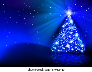 The Best Christmas Tree. Illustration on blue background