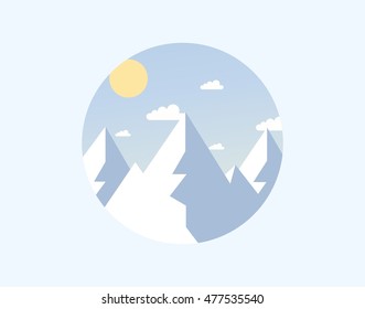Best circle mountain ice landscape icon vector illustration with awesome flat design