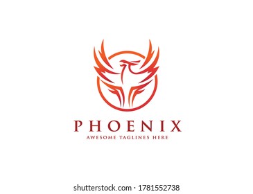 best circle phoenix bird logo design