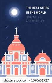 The best cities in the world. Vector illustration for parties and nightlife.