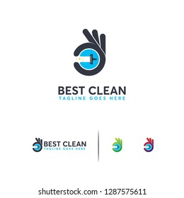 Best Clean Logo Template with Hand Gesture vector illustration
