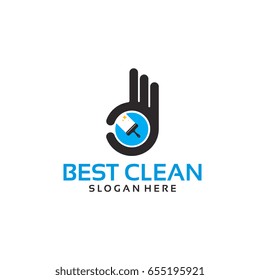 Best Clean Logo Template with Hand Gesture vector illustration