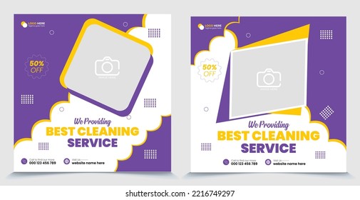 Best Cleaning Services for office, hotel and home social media post template design.