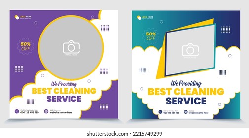 Best Cleaning Services for office, hotel and home social media post template design.