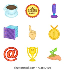 Best client support icon set. Cartoon set of 9 best client support vector icons for web design isolated on white background