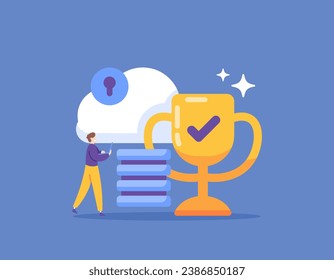Best cloud servers. The best online storage. Backup and store files in the cloud. A user uploads data or uses online storage. file management. technology. illustration concept design. vector elements