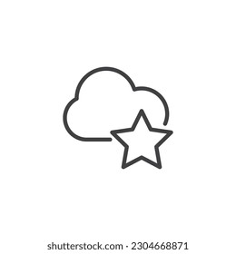 Best cloud storage line icon. linear style sign for mobile concept and web design. Cloud and star outline vector icon. Symbol, logo illustration. Vector graphics