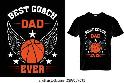 Mejor entrenador papá siempre plantilla de diseño de camiseta de baloncesto 