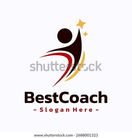 Best coach trainer logo template design. Success leader logo concept. Healthy life vector illustration.