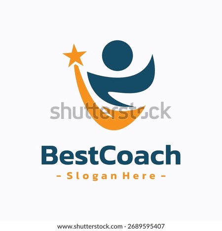 Best coach trainer logo template design. Success leader logo concept. Healthy life vector illustration.
