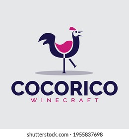 Best coco rico wine craft vector logo.