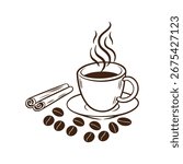Best Coffee cup vector icon, Flat design, symbol, trending, Coffee cup icon, Coffee beans, marketing,  Editable Stroke, vector sign, branding and design, Hot coffee, graphic, Creative, restaurant, 