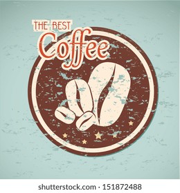 the best coffee label over blue background vector illustration 