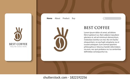 Mejor logotipo de café e icono con aplicación móvil y plantilla de página de aterrizaje ilustración vectorial